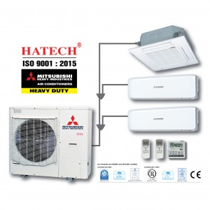 Combo điều hòa cho căn hộ 2 phòng ngủ: Hệ Mini KX: PK âm trần casette & 2 PN treo tường